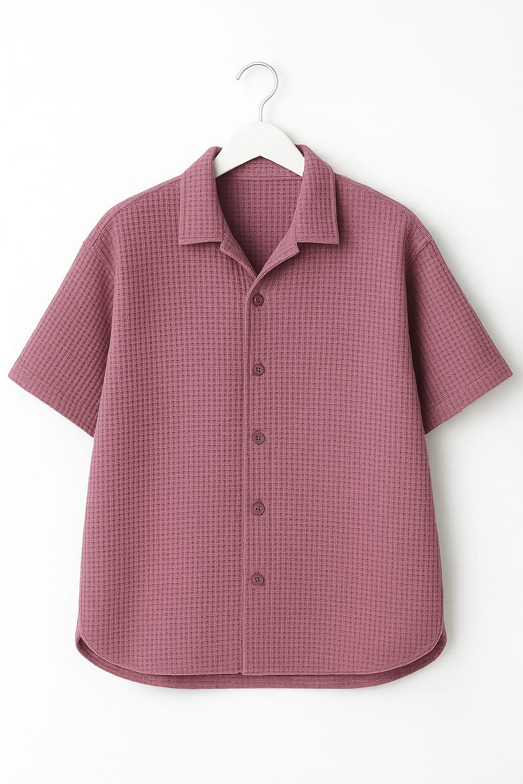 Pack of 2 Waffle Knit Cuban Collar Shirts – Lilac & Brown