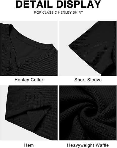 Pack of 2 Waffle Henley T-Shirts – Navy Blue & Black