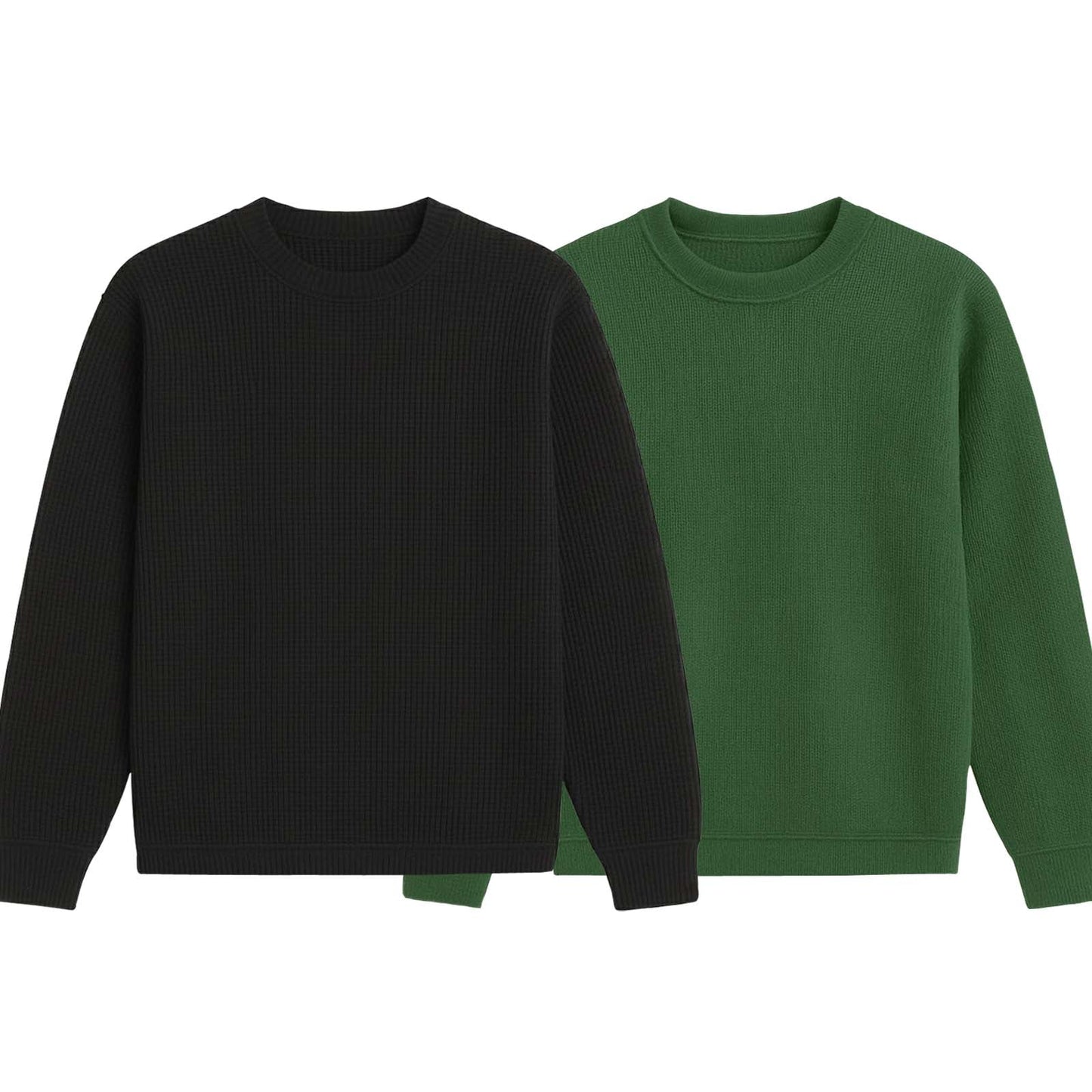 Pack of 2 Oversized Waffle Knit Sweatshirts | Black & Green