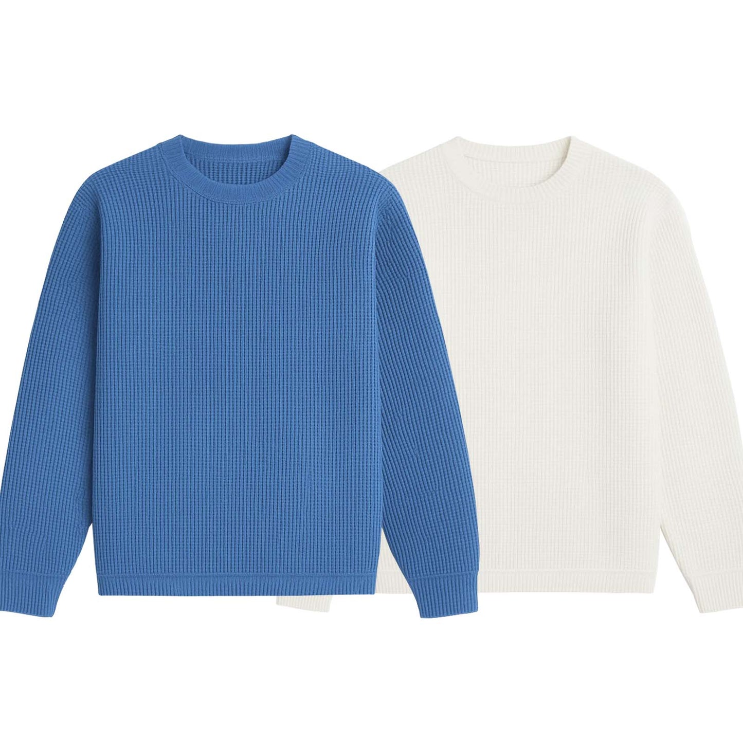 Pack of 2 Oversized Waffle Knit Sweatshirts | Steel Blue & White
