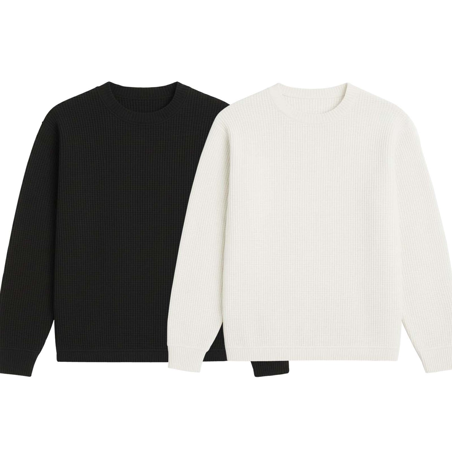 Pack of 2 Oversized Waffle Knit Sweatshirts | White & Black