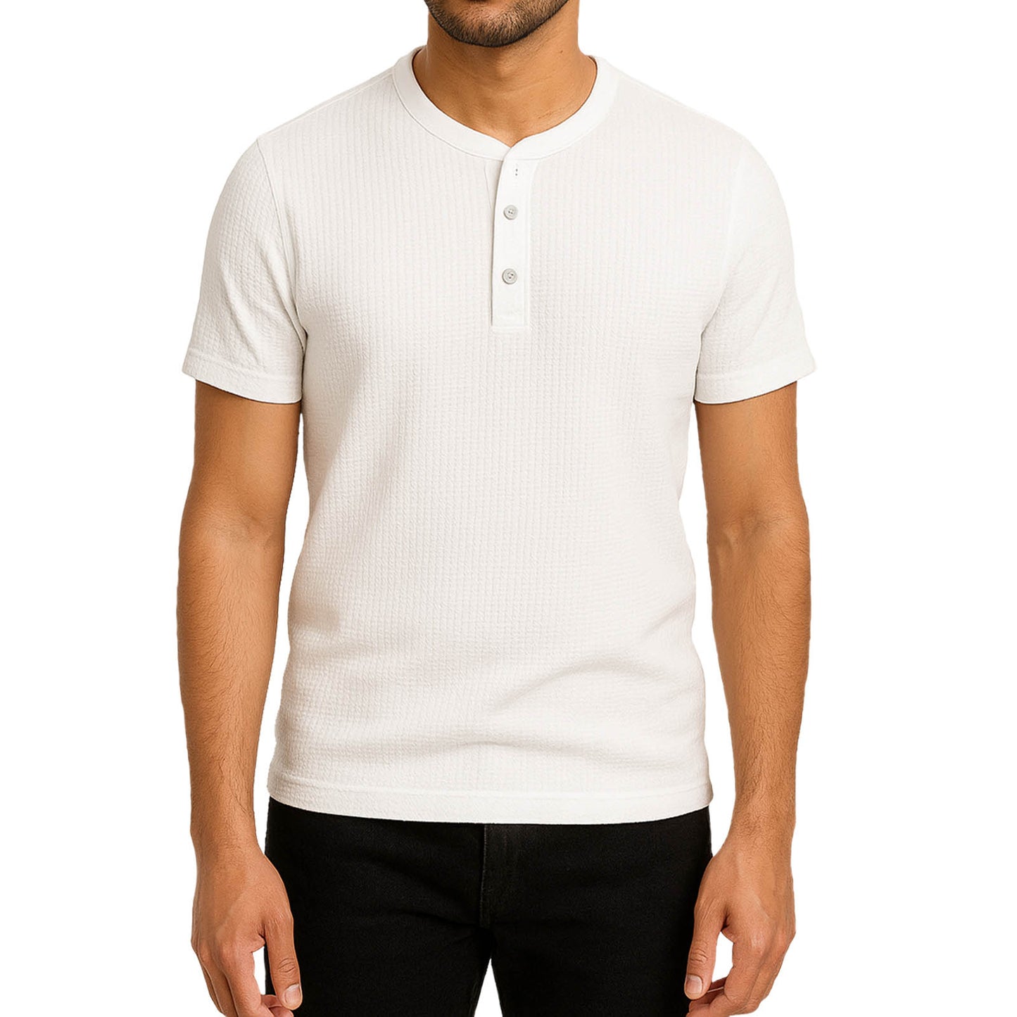 Pack of 2 Waffle Henley T-Shirts – White & Grey
