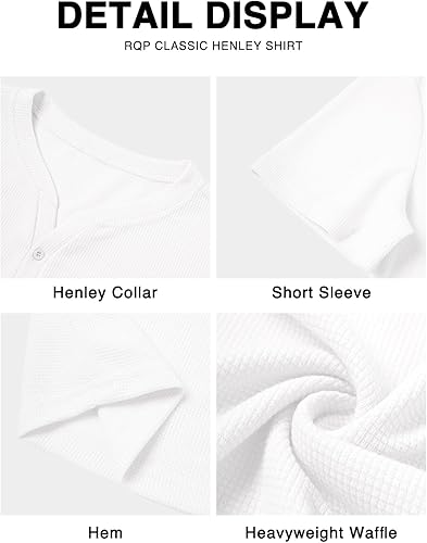 Pack of 2 Waffle Henley T-Shirts – Black & White