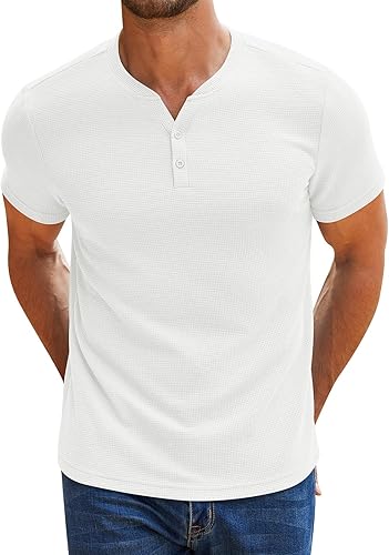 Pack of 2 Waffle Henley T-Shirts – White & Grey