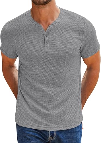 Grey Waffle Henley T-Shirt