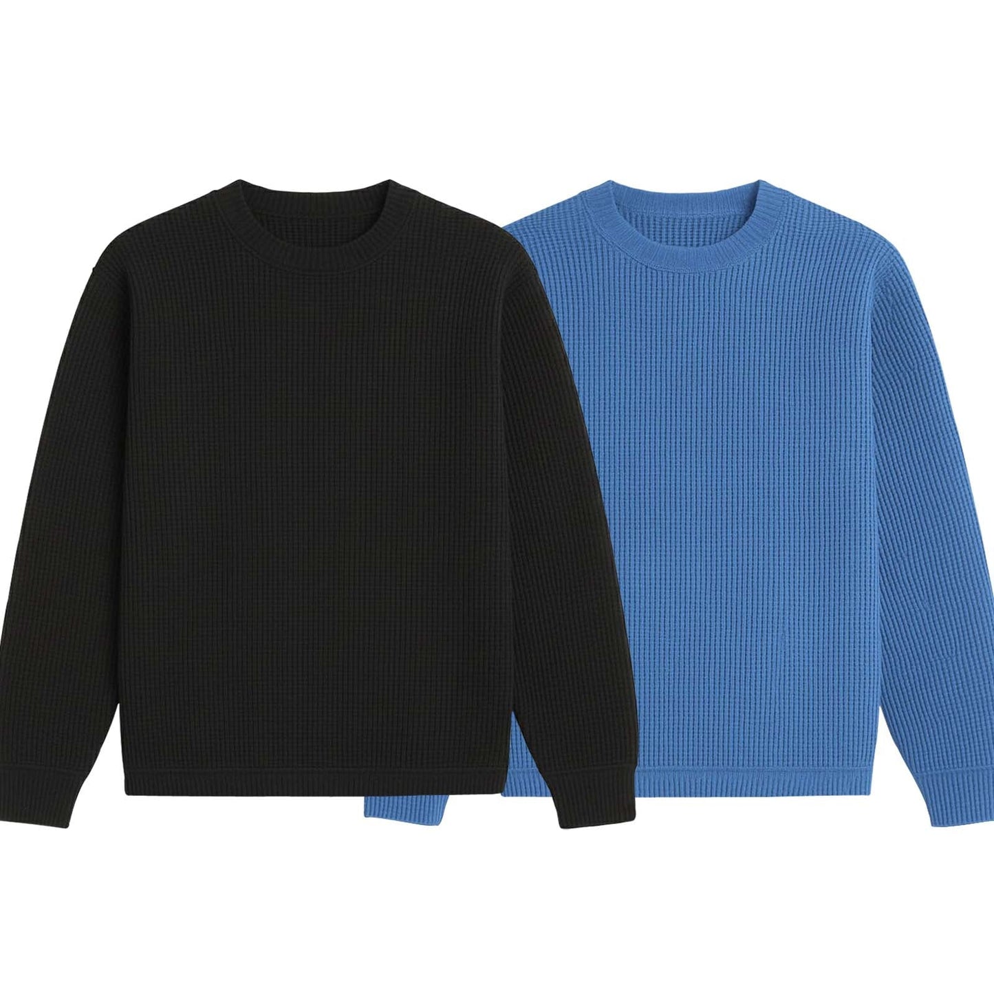 Pack of 2 Oversized Waffle Knit Sweatshirts | Black & Blue