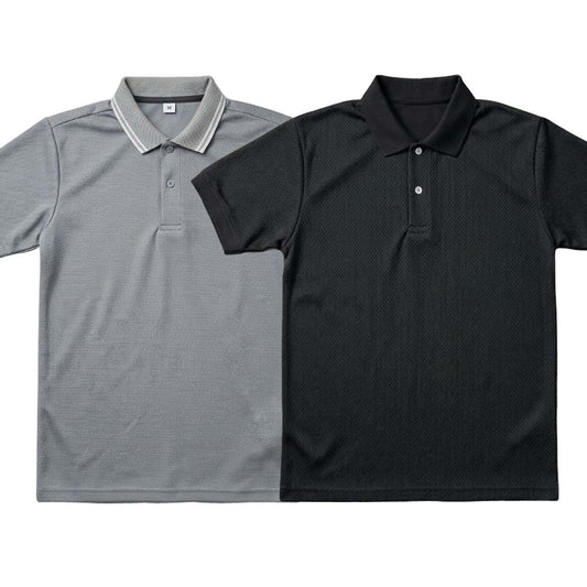 Pack of 2 Polo Half Sleeve T-Shirts – Black & Grey