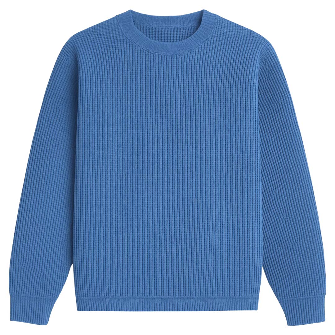 Steel Blue Oversized Waffle Knit Sweatshirt