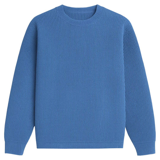 Steel Blue Oversized Waffle Knit Sweatshirt