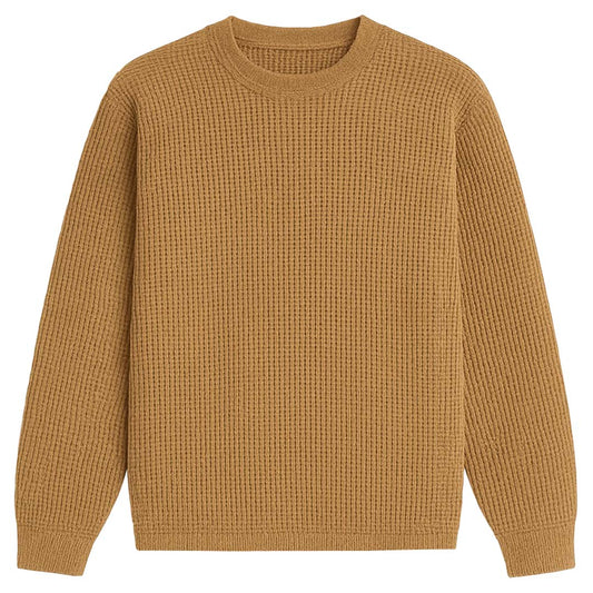 Camel Brown Oversized Waffle Knit Sweatshirt