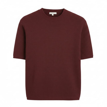 MAROON WAFFLE KNIT T-Shirt