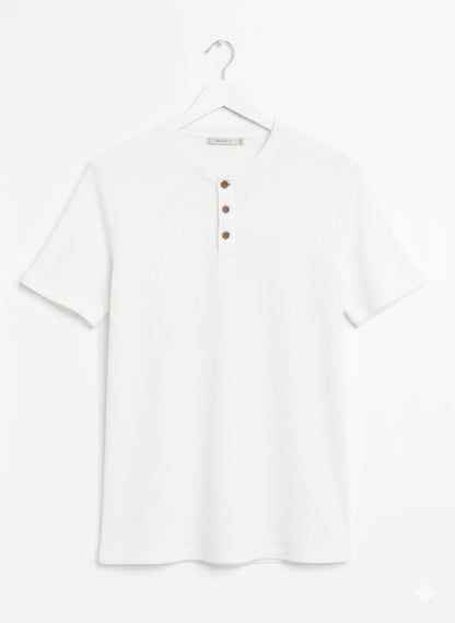 White Waffle Henley T-Shirt