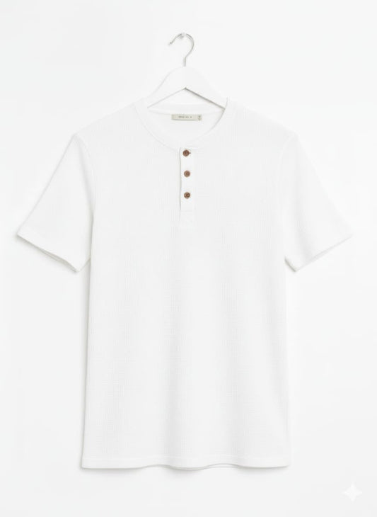 White Waffle Henley T-Shirt