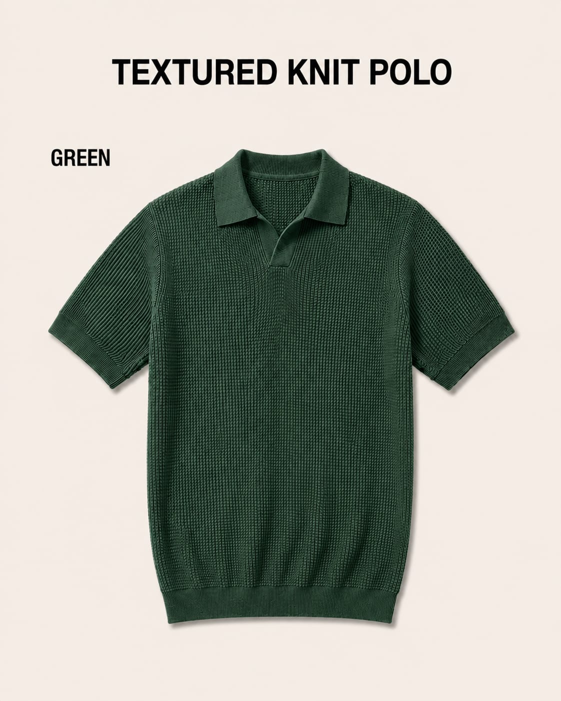 Waffle Johnny Collar T-Shirt – Green