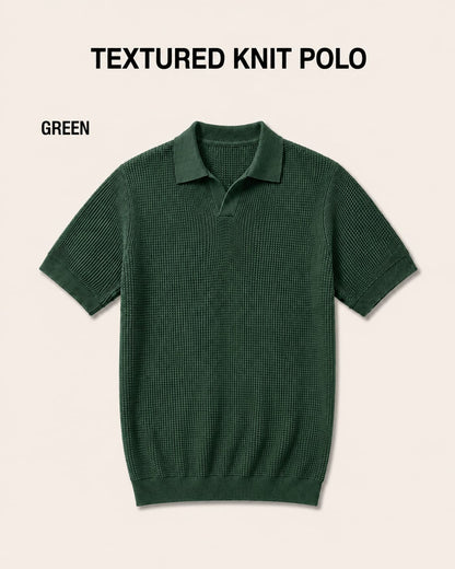 Waffle Johnny Collar T-Shirt – Green
