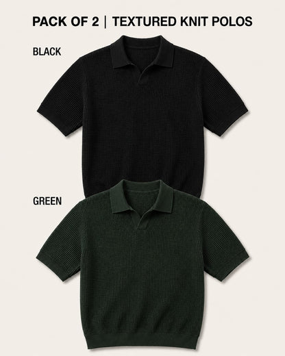 Pack of 2 Johnny Collar Polos – Black & Green