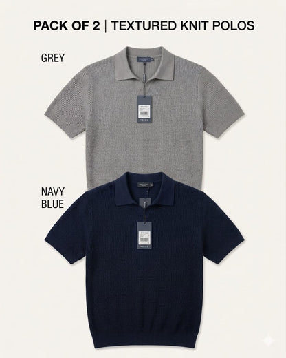 Pack of 2 Johnny Collar Polos – Grey & Navy Blue