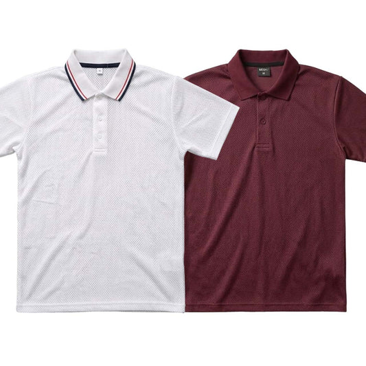 Pack of 2 Polo Half Sleeve T-Shirts – White & Maroon