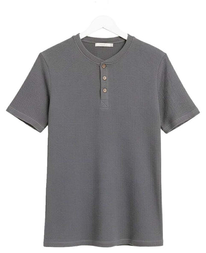 Grey Waffle Henley T-Shirt